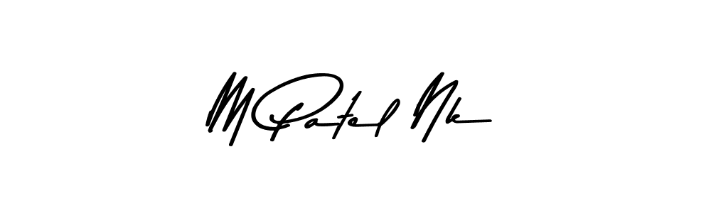 How to make M Patel Nk name signature. Use Asem Kandis PERSONAL USE style for creating short signs online. This is the latest handwritten sign. M Patel Nk signature style 9 images and pictures png