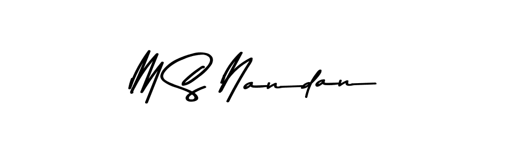 Create a beautiful signature design for name M S Nandan. With this signature (Asem Kandis PERSONAL USE) fonts, you can make a handwritten signature for free. M S Nandan signature style 9 images and pictures png