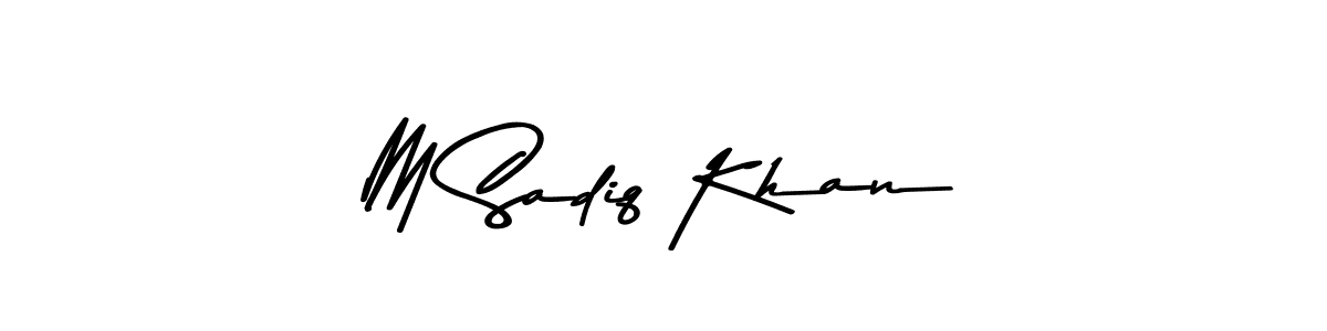How to make M Sadiq Khan name signature. Use Asem Kandis PERSONAL USE style for creating short signs online. This is the latest handwritten sign. M Sadiq Khan signature style 9 images and pictures png
