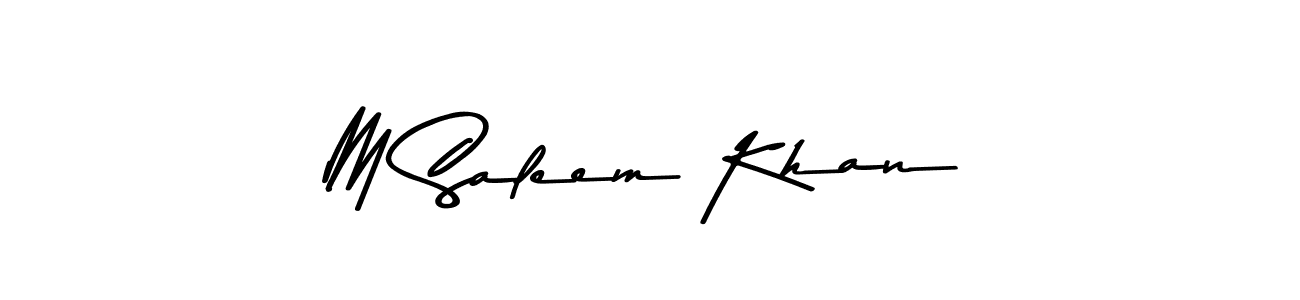 How to make M Saleem Khan name signature. Use Asem Kandis PERSONAL USE style for creating short signs online. This is the latest handwritten sign. M Saleem Khan signature style 9 images and pictures png