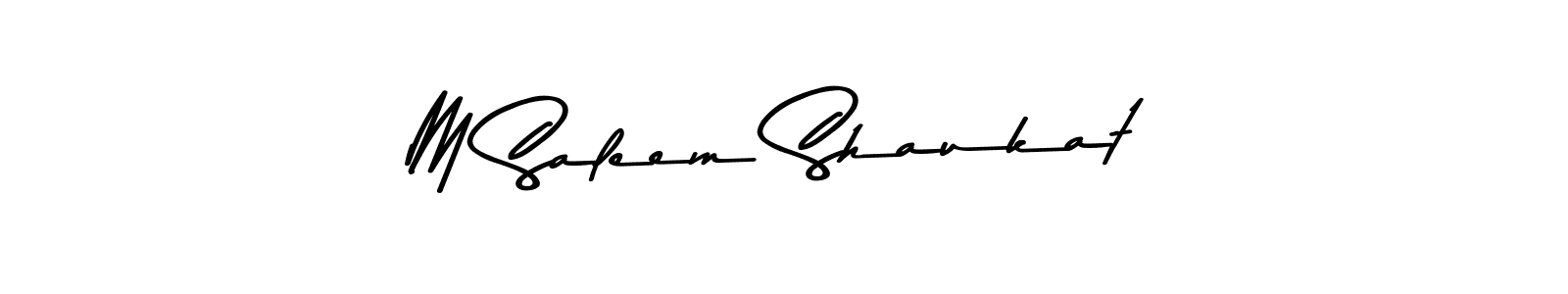 The best way (Asem Kandis PERSONAL USE) to make a short signature is to pick only two or three words in your name. The name M Saleem Shaukat include a total of six letters. For converting this name. M Saleem Shaukat signature style 9 images and pictures png