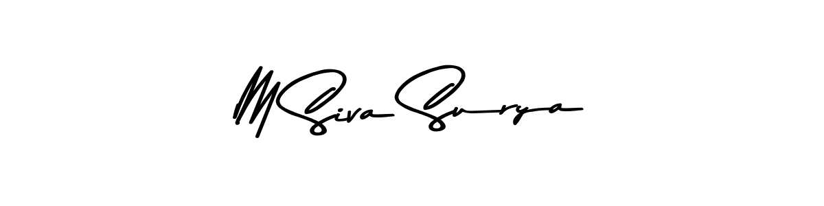 The best way (Asem Kandis PERSONAL USE) to make a short signature is to pick only two or three words in your name. The name M Siva Surya include a total of six letters. For converting this name. M Siva Surya signature style 9 images and pictures png