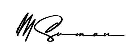 A dynamic signature style for M Sumon using Asem Kandis PERSONAL USE script. Designed to look authentic, handwritten, and professional. M Sumon signature style 9 images and pictures png