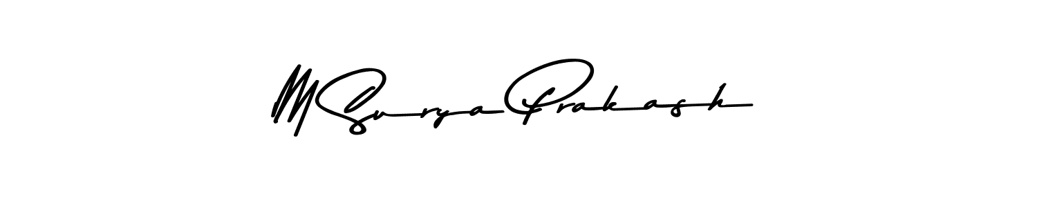 The best way (Asem Kandis PERSONAL USE) to make a short signature is to pick only two or three words in your name. The name M Surya Prakash include a total of six letters. For converting this name. M Surya Prakash signature style 9 images and pictures png