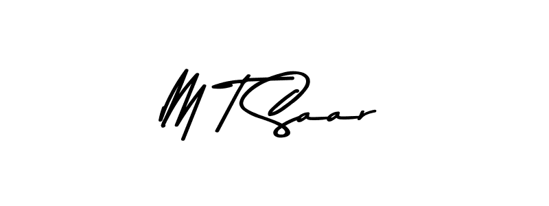 How to make M T Saar name signature. Use Asem Kandis PERSONAL USE style for creating short signs online. This is the latest handwritten sign. M T Saar signature style 9 images and pictures png