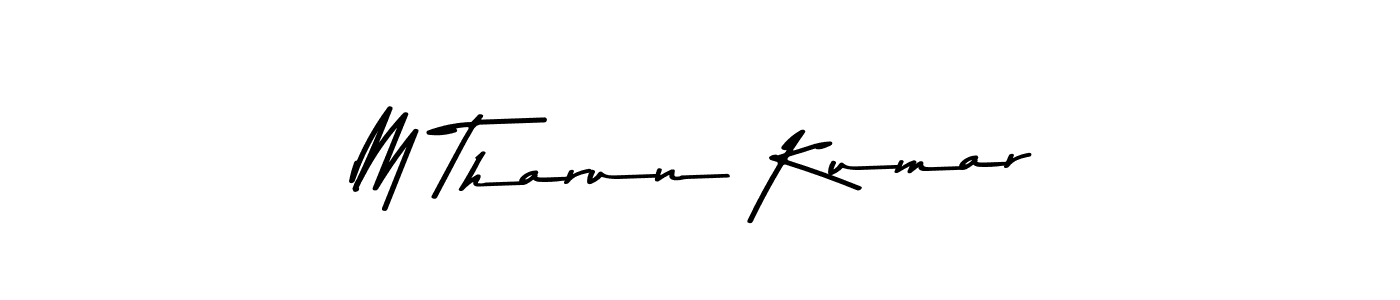 The best way (Asem Kandis PERSONAL USE) to make a short signature is to pick only two or three words in your name. The name M Tharun Kumar include a total of six letters. For converting this name. M Tharun Kumar signature style 9 images and pictures png
