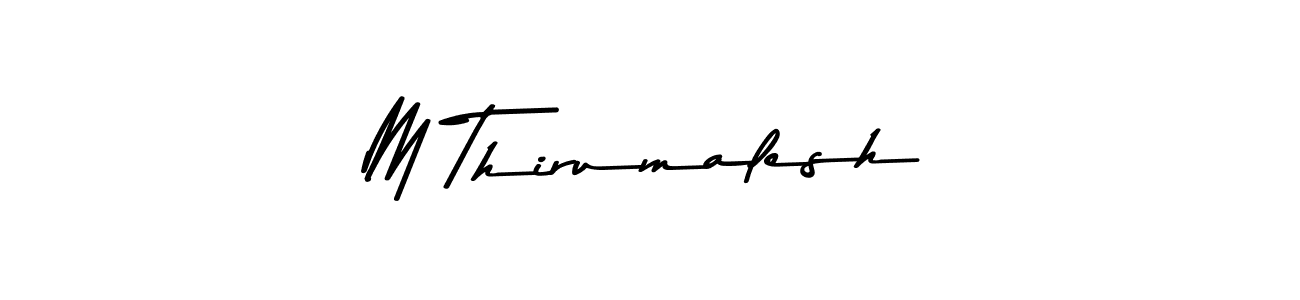 The best way (Asem Kandis PERSONAL USE) to make a short signature is to pick only two or three words in your name. The name M Thirumalesh include a total of six letters. For converting this name. M Thirumalesh signature style 9 images and pictures png