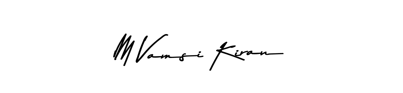 How to make M Vamsi Kiran name signature. Use Asem Kandis PERSONAL USE style for creating short signs online. This is the latest handwritten sign. M Vamsi Kiran signature style 9 images and pictures png