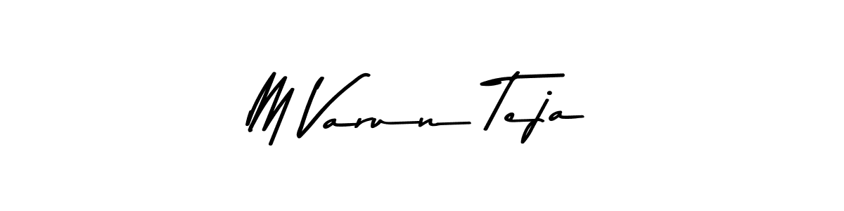 How to make M Varun Teja name signature. Use Asem Kandis PERSONAL USE style for creating short signs online. This is the latest handwritten sign. M Varun Teja signature style 9 images and pictures png