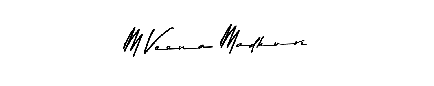 Make a beautiful signature design for name M Veena Madhuri. With this signature (Asem Kandis PERSONAL USE) style, you can create a handwritten signature for free. M Veena Madhuri signature style 9 images and pictures png