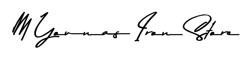 A stylish, flowing autograph style designed for name M Younas Iron Store using Asem Kandis PERSONAL USE typography. Perfect for digital creative projects. M Younas Iron Store signature style 9 images and pictures png