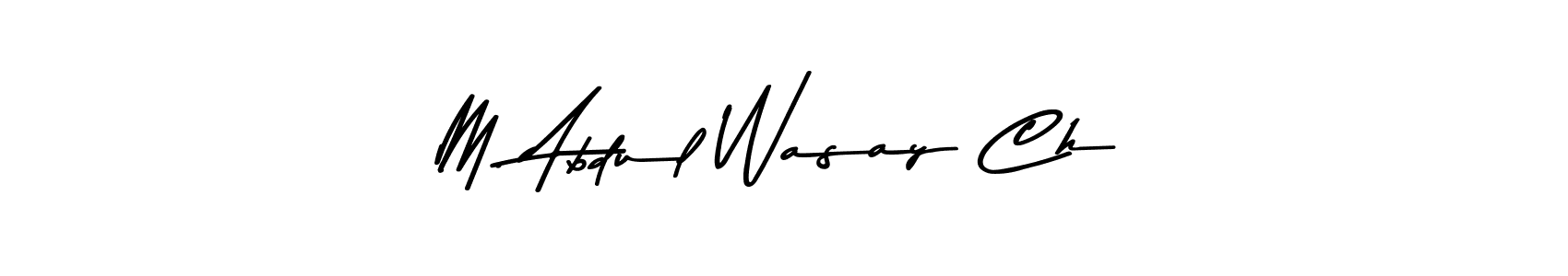 This is the best signature style for the M. Abdul Wasay Ch name. Also you like these signature font (Asem Kandis PERSONAL USE). Mix name signature. M. Abdul Wasay Ch signature style 9 images and pictures png