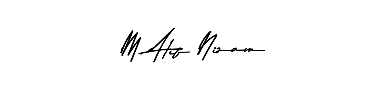 How to make M. Atif Nizam name signature. Use Asem Kandis PERSONAL USE style for creating short signs online. This is the latest handwritten sign. M. Atif Nizam signature style 9 images and pictures png