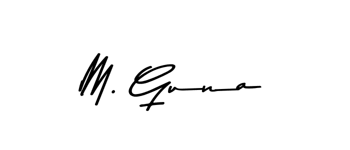 The best way (Asem Kandis PERSONAL USE) to make a short signature is to pick only two or three words in your name. The name M. Guna include a total of six letters. For converting this name. M. Guna signature style 9 images and pictures png