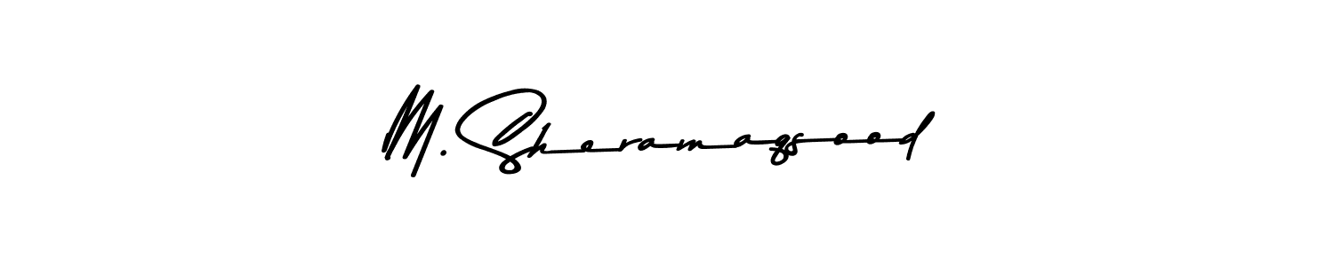 The best way (Asem Kandis PERSONAL USE) to make a short signature is to pick only two or three words in your name. The name M. Sheramaqsood include a total of six letters. For converting this name. M. Sheramaqsood signature style 9 images and pictures png