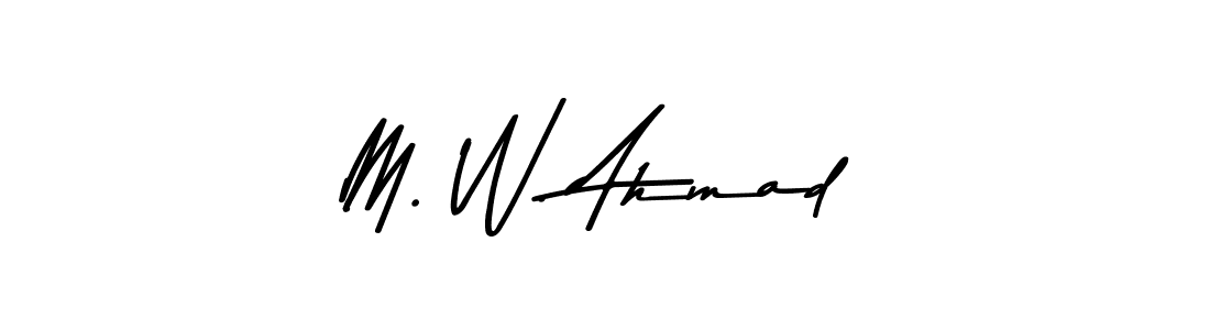 The best way (Asem Kandis PERSONAL USE) to make a short signature is to pick only two or three words in your name. The name M. W. Ahmad include a total of six letters. For converting this name. M. W. Ahmad signature style 9 images and pictures png