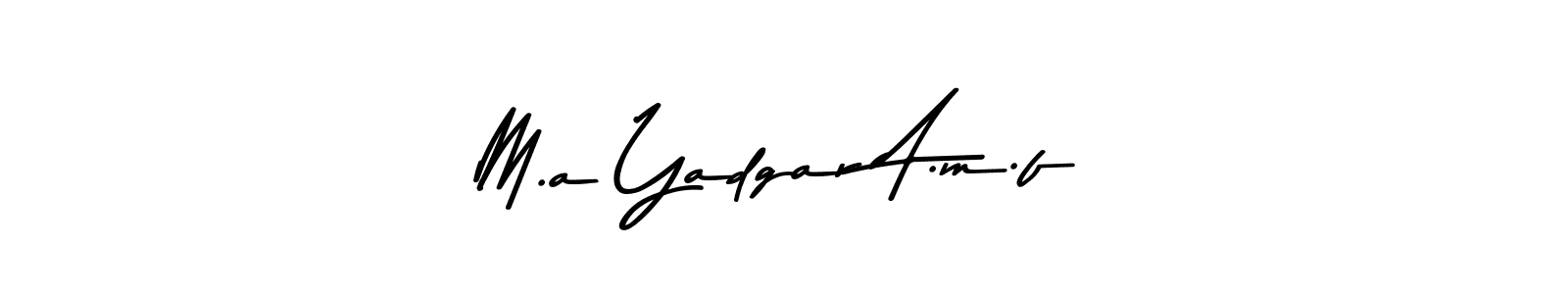 The best way (Asem Kandis PERSONAL USE) to make a short signature is to pick only two or three words in your name. The name M.a Yadgar A.m.f include a total of six letters. For converting this name. M.a Yadgar A.m.f signature style 9 images and pictures png