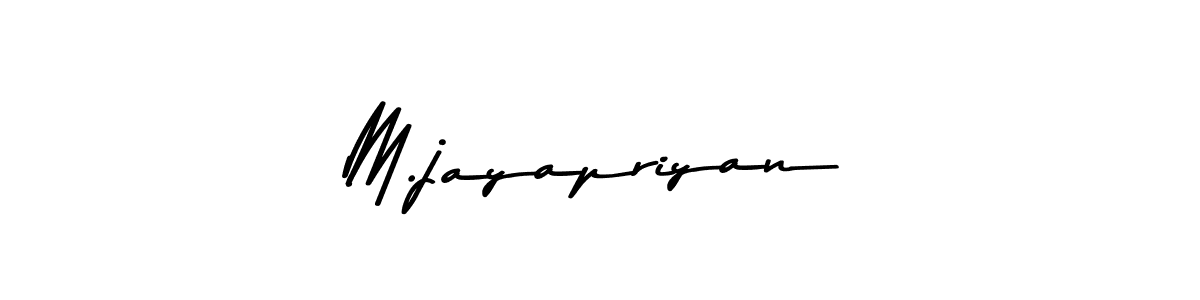 How to make M.jayapriyan name signature. Use Asem Kandis PERSONAL USE style for creating short signs online. This is the latest handwritten sign. M.jayapriyan signature style 9 images and pictures png