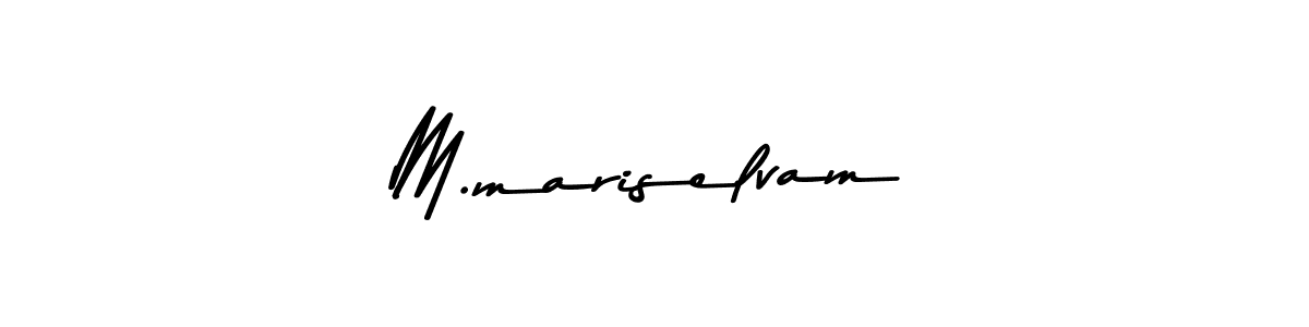 How to make M.mariselvam name signature. Use Asem Kandis PERSONAL USE style for creating short signs online. This is the latest handwritten sign. M.mariselvam signature style 9 images and pictures png