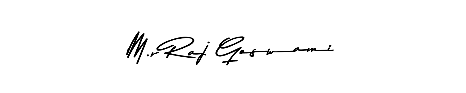 Create a beautiful signature design for name M.r Raj Goswami. With this signature (Asem Kandis PERSONAL USE) fonts, you can make a handwritten signature for free. M.r Raj Goswami signature style 9 images and pictures png