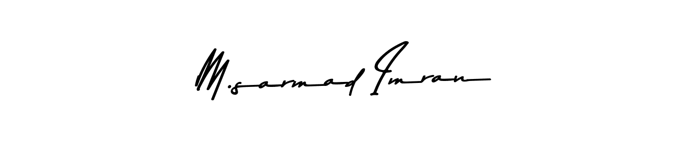 The best way (Asem Kandis PERSONAL USE) to make a short signature is to pick only two or three words in your name. The name M.sarmad Imran include a total of six letters. For converting this name. M.sarmad Imran signature style 9 images and pictures png