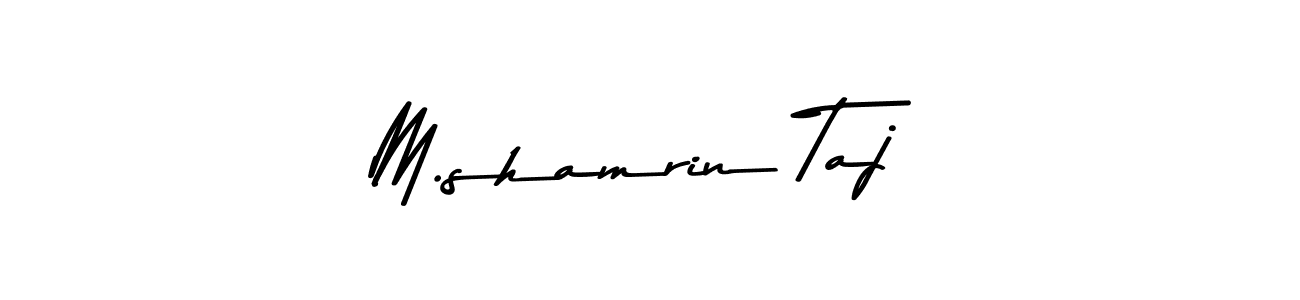 This is the best signature style for the M.shamrin Taj name. Also you like these signature font (Asem Kandis PERSONAL USE). Mix name signature. M.shamrin Taj signature style 9 images and pictures png