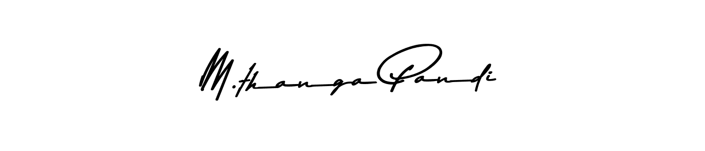 How to make M.thanga Pandi name signature. Use Asem Kandis PERSONAL USE style for creating short signs online. This is the latest handwritten sign. M.thanga Pandi signature style 9 images and pictures png