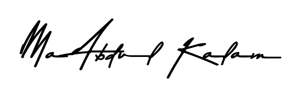 Looking for an artistic signature for Ma Abdul Kalam? The Asem Kandis PERSONAL USE calligraphy style gives a sophisticated flow suitable for business cards and emails. Ma Abdul Kalam signature style 9 images and pictures png