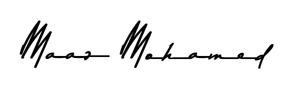Enhance your business communications with Maaz Mohamed signature in Asem Kandis PERSONAL USE lettering. Clean, modern, and universally compatible. Maaz Mohamed signature style 9 images and pictures png