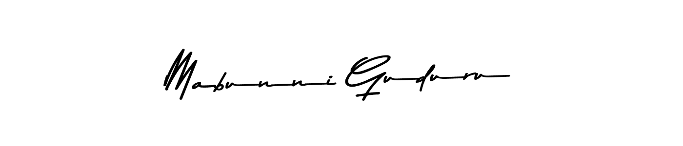 Make a beautiful signature design for name Mabunni Guduru. With this signature (Asem Kandis PERSONAL USE) style, you can create a handwritten signature for free. Mabunni Guduru signature style 9 images and pictures png