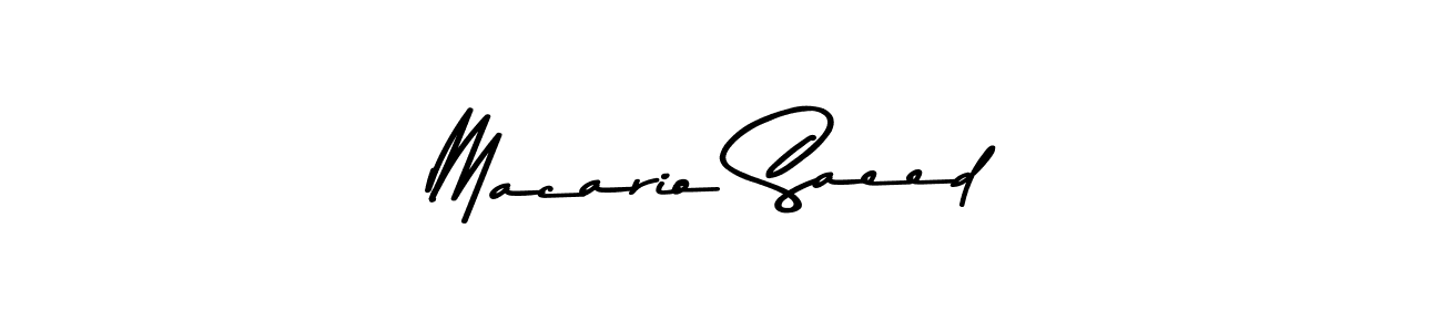 Design your own signature with our free online signature maker. With this signature software, you can create a handwritten (Asem Kandis PERSONAL USE) signature for name Macario Saeed. Macario Saeed signature style 9 images and pictures png
