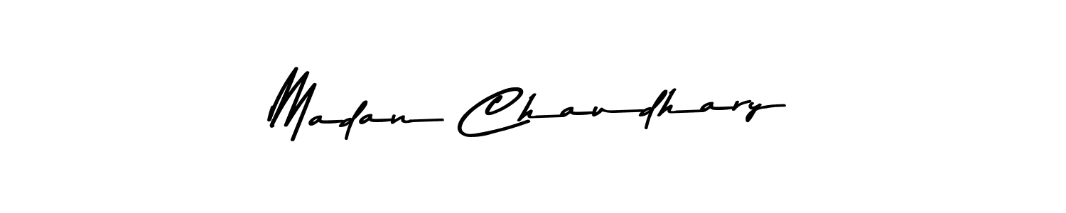How to make Madan Chaudhary name signature. Use Asem Kandis PERSONAL USE style for creating short signs online. This is the latest handwritten sign. Madan Chaudhary signature style 9 images and pictures png