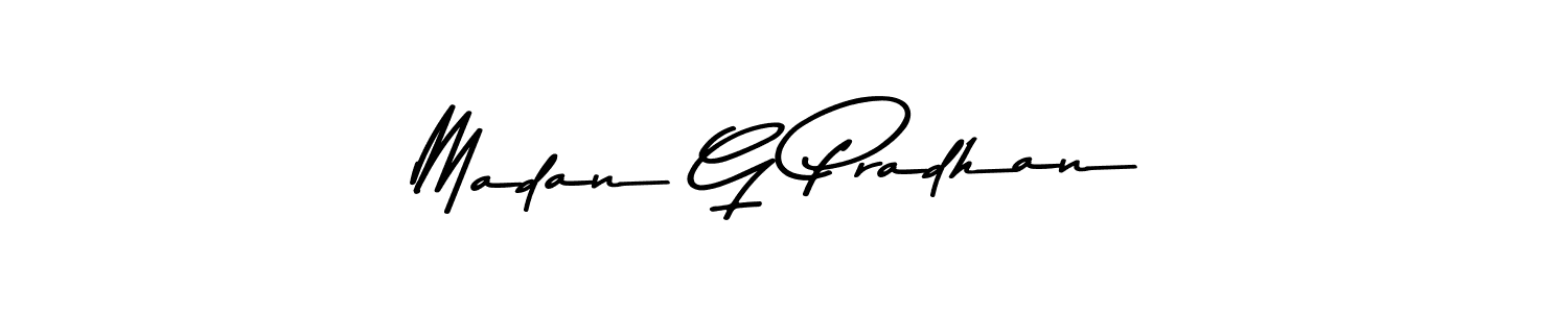 Make a beautiful signature design for name Madan G Pradhan. With this signature (Asem Kandis PERSONAL USE) style, you can create a handwritten signature for free. Madan G Pradhan signature style 9 images and pictures png