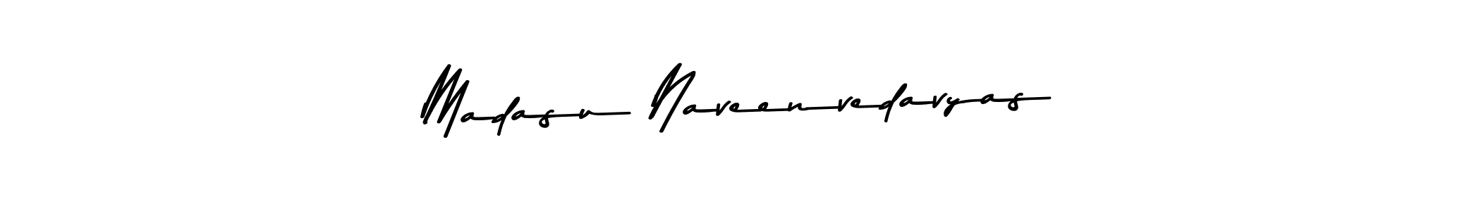 The best way (Asem Kandis PERSONAL USE) to make a short signature is to pick only two or three words in your name. The name Madasu Naveenvedavyas include a total of six letters. For converting this name. Madasu Naveenvedavyas signature style 9 images and pictures png