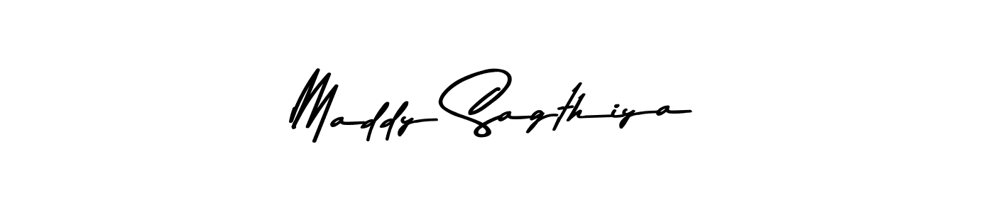 Create a beautiful signature design for name Maddy Sagthiya. With this signature (Asem Kandis PERSONAL USE) fonts, you can make a handwritten signature for free. Maddy Sagthiya signature style 9 images and pictures png