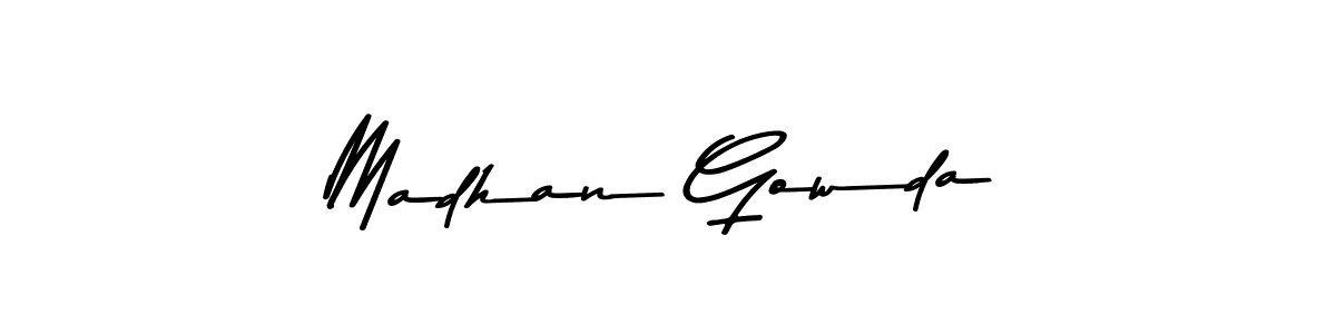 How to make Madhan Gowda name signature. Use Asem Kandis PERSONAL USE style for creating short signs online. This is the latest handwritten sign. Madhan Gowda signature style 9 images and pictures png