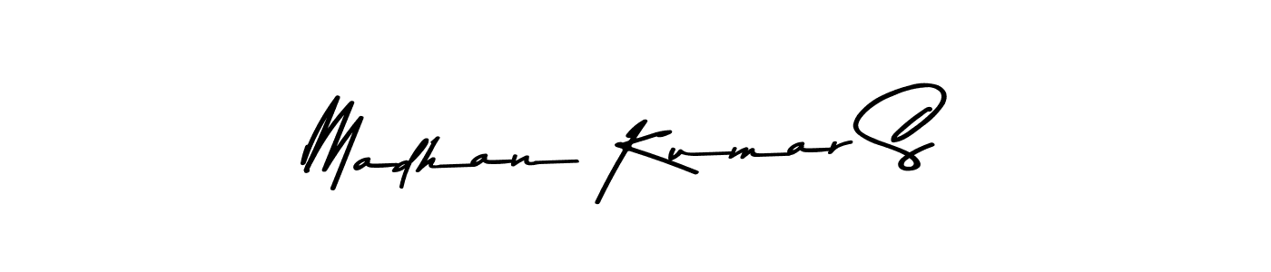 The best way (Asem Kandis PERSONAL USE) to make a short signature is to pick only two or three words in your name. The name Madhan Kumar S include a total of six letters. For converting this name. Madhan Kumar S signature style 9 images and pictures png