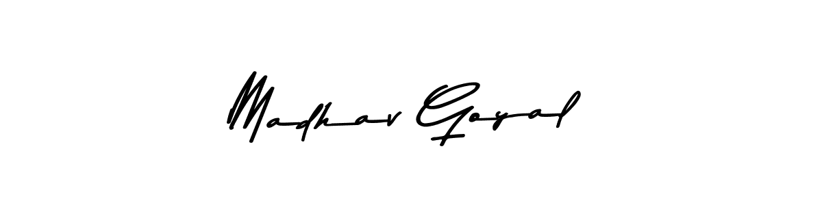 Make a beautiful signature design for name Madhav Goyal. With this signature (Asem Kandis PERSONAL USE) style, you can create a handwritten signature for free. Madhav Goyal signature style 9 images and pictures png