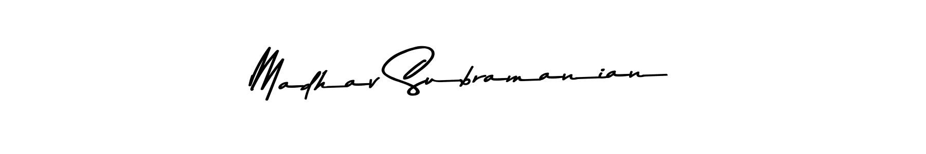 The best way (Asem Kandis PERSONAL USE) to make a short signature is to pick only two or three words in your name. The name Madhav Subramanian include a total of six letters. For converting this name. Madhav Subramanian signature style 9 images and pictures png