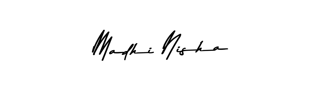 Create a beautiful signature design for name Madhi Nisha. With this signature (Asem Kandis PERSONAL USE) fonts, you can make a handwritten signature for free. Madhi Nisha signature style 9 images and pictures png