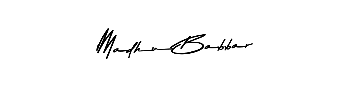 Make a beautiful signature design for name Madhu Babbar. With this signature (Asem Kandis PERSONAL USE) style, you can create a handwritten signature for free. Madhu Babbar signature style 9 images and pictures png