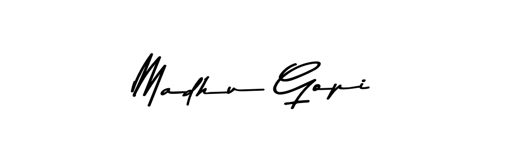 The best way (Asem Kandis PERSONAL USE) to make a short signature is to pick only two or three words in your name. The name Madhu Gopi include a total of six letters. For converting this name. Madhu Gopi signature style 9 images and pictures png