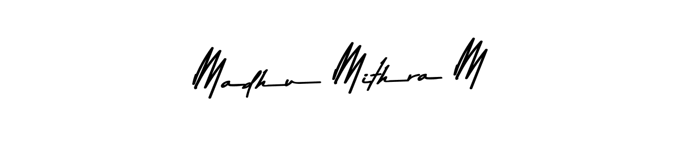 Use a signature maker to create a handwritten signature online. With this signature software, you can design (Asem Kandis PERSONAL USE) your own signature for name Madhu Mithra M. Madhu Mithra M signature style 9 images and pictures png