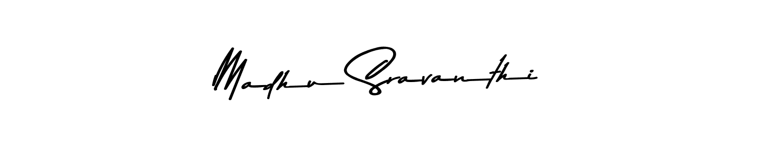 How to make Madhu Sravanthi name signature. Use Asem Kandis PERSONAL USE style for creating short signs online. This is the latest handwritten sign. Madhu Sravanthi signature style 9 images and pictures png