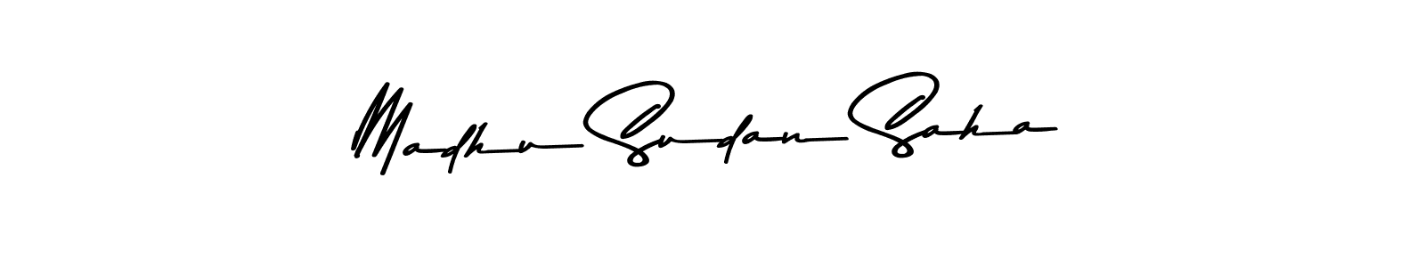 How to make Madhu Sudan Saha name signature. Use Asem Kandis PERSONAL USE style for creating short signs online. This is the latest handwritten sign. Madhu Sudan Saha signature style 9 images and pictures png