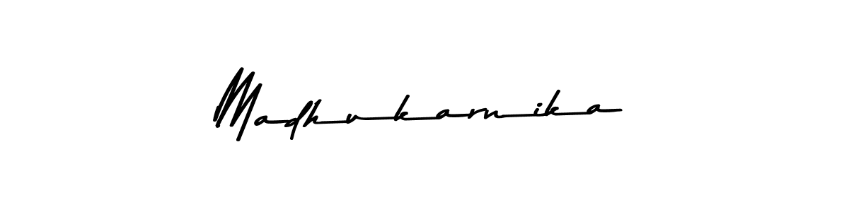 How to make Madhukarnika name signature. Use Asem Kandis PERSONAL USE style for creating short signs online. This is the latest handwritten sign. Madhukarnika signature style 9 images and pictures png