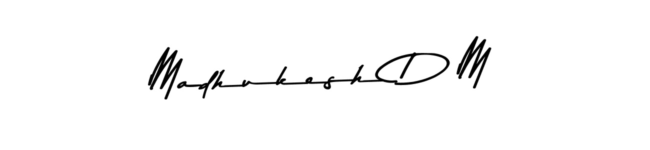 How to make Madhukesh D M name signature. Use Asem Kandis PERSONAL USE style for creating short signs online. This is the latest handwritten sign. Madhukesh D M signature style 9 images and pictures png