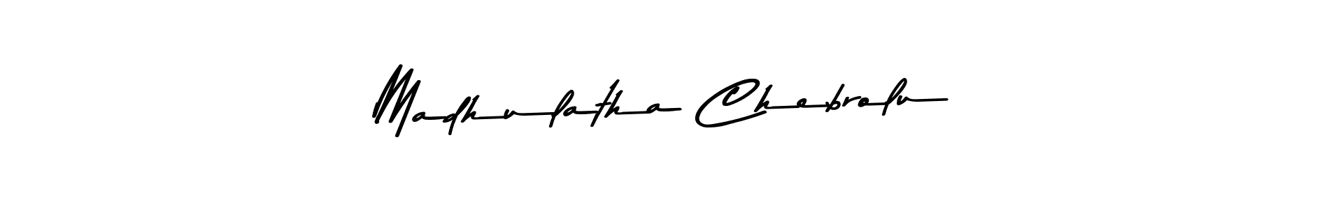 How to make Madhulatha Chebrolu name signature. Use Asem Kandis PERSONAL USE style for creating short signs online. This is the latest handwritten sign. Madhulatha Chebrolu signature style 9 images and pictures png