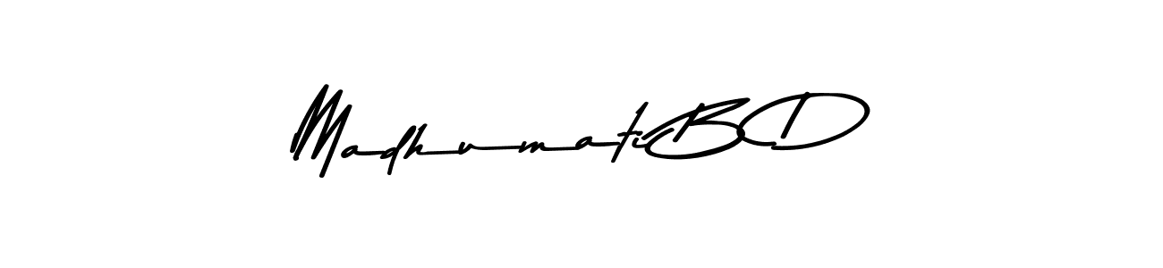 The best way (Asem Kandis PERSONAL USE) to make a short signature is to pick only two or three words in your name. The name Madhumati B D include a total of six letters. For converting this name. Madhumati B D signature style 9 images and pictures png