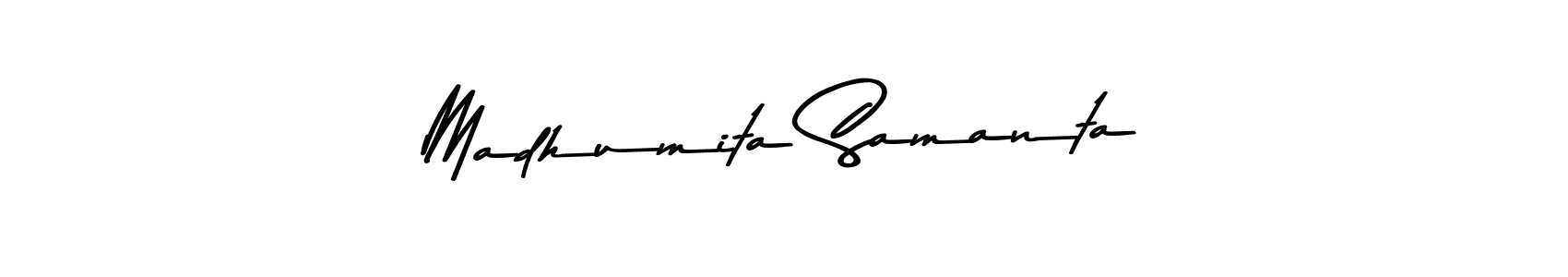 Make a beautiful signature design for name Madhumita Samanta. With this signature (Asem Kandis PERSONAL USE) style, you can create a handwritten signature for free. Madhumita Samanta signature style 9 images and pictures png